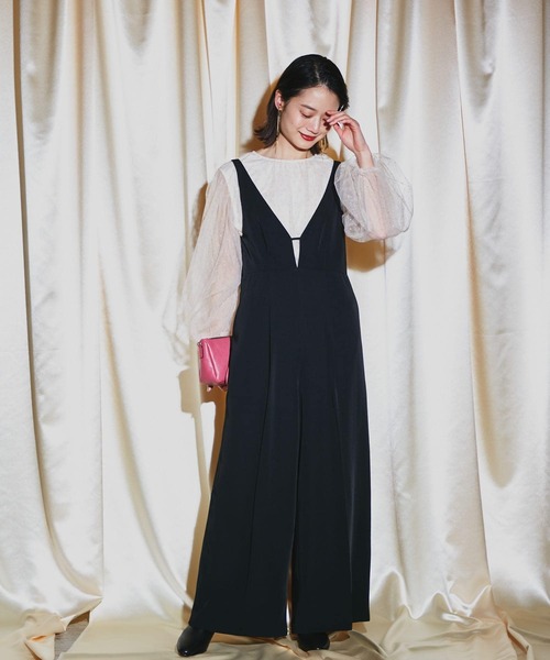 サロペット オーバーオール ワイドパンツデザインオールインワン