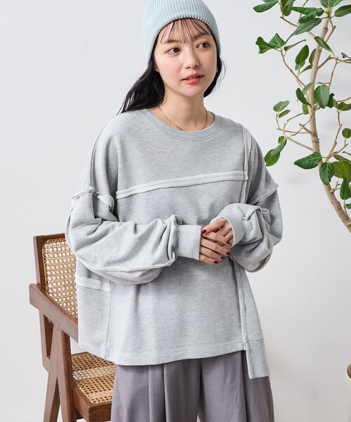 FREAK'SSTOREフリークスストアスウェットトレーナーダメージ加工グレー FREAK'S STORE（フリークスストア） トレーナー スウェット ダメージ