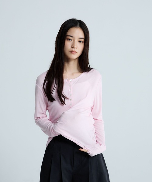 ジョンリンクス　今季新作　バッグシアーリブTシャツ JEANASIS（ジーナシス） tシャツ セミシアーリブヘンリー LS/326122