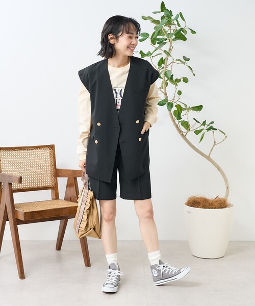 FREAK'S STORE パンツ 接触冷感/UV リネンタッチ ショートパンツ