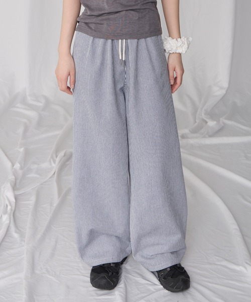 Unblend ワイドパンツ パンツ 「Unblend」ストライプ ルーズ イージー