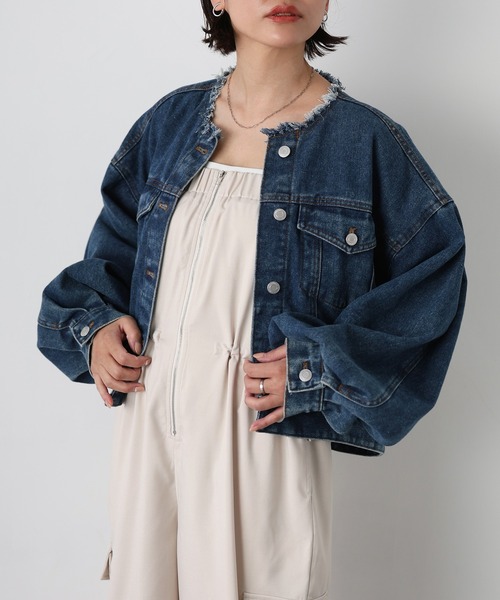 Vin ☆新品☆ ボリュームスリーブデニムジャケット ヴァン Vin ボリュームスリーブデニムジャケット （ネイビー