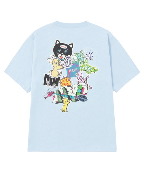 HUF FL00236SEGRN 関税送料込 HUF tシャツ STICKER TEE / ハフ プリント Tシャツ 半袖 メンズ