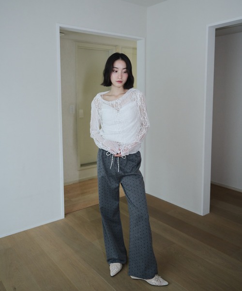 トップス smyon Smyeon tシャツ Lace sheer tops/レースシアープトップス