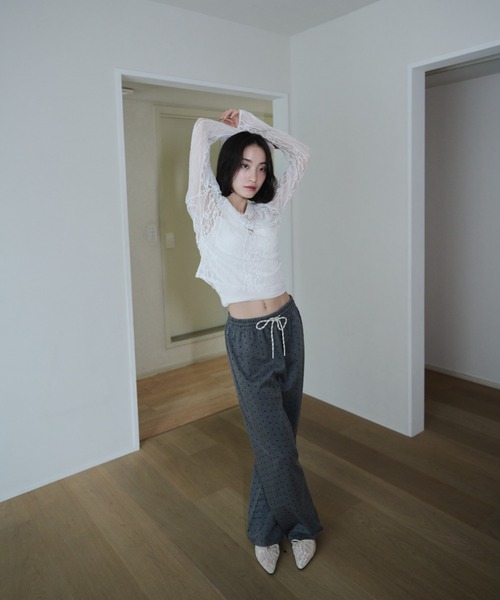 トップス smyon Smyeon tシャツ Lace sheer tops/レースシアープトップス