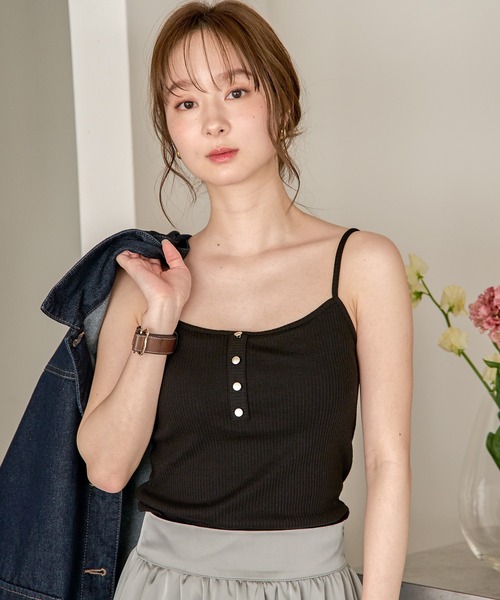 tシャツ 「キャミ付き」 FRONT BUTTON CAMI 2P フロントボタン キャミ 2ピー キャミ セット レディース SLY tシャツ 「キャミ付き」 FRONT BUTTON CAMI 2P フロント