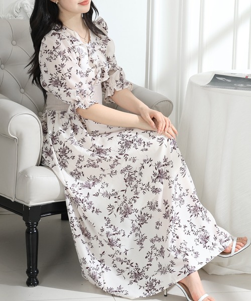 Lace Ladies（レースレディース） ワンピース フラワー プリント V