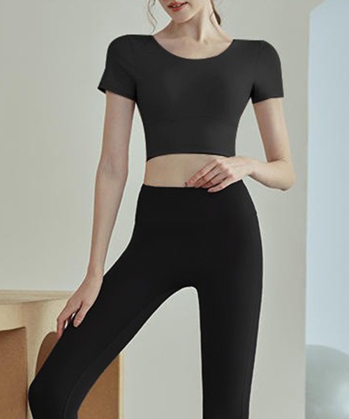 HYS SHOP レギンス スパッツ レディース 半袖バックダブルクロス
