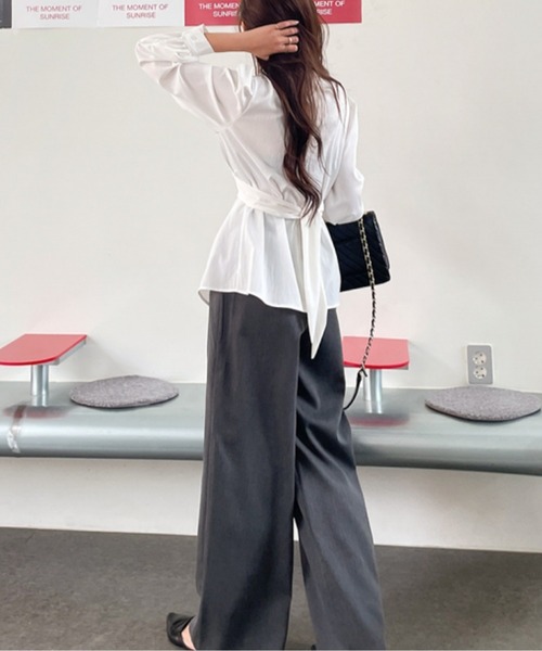 ブラウス シャツ カシュクールバックリボンシャツ レディース ブラウス シャツ カシュクールバックリボンシャツ レディース
