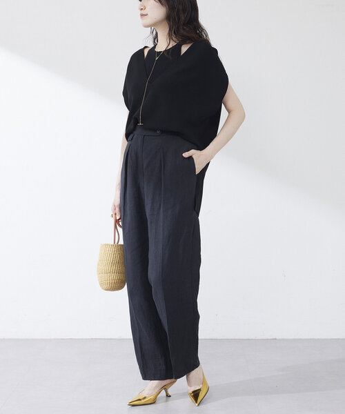 Whim Gazette リネンストレッチストライプパンツ ¥27,500 Whim Gazette（ウィムガゼット）の「リネンストレッチストライプ