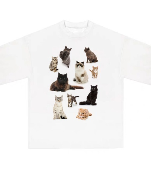 ねこ　プリントTシャツ ねこプリントTシャツ【洗濯機洗い可】（2002506886