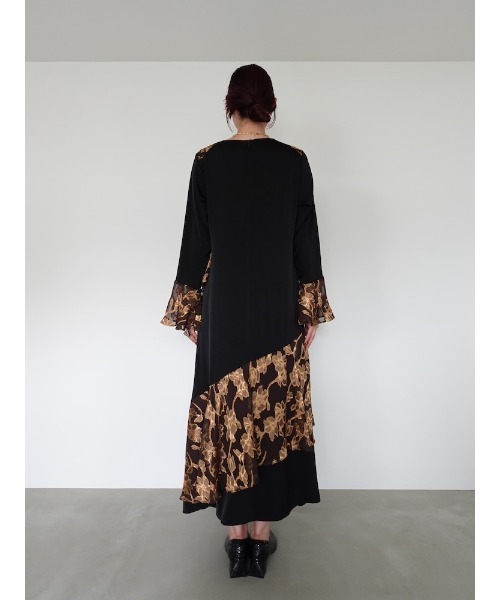 sahara ワンピース sahara（サハラ） ワンピース Sheer Jacquard Flare Docking Dress