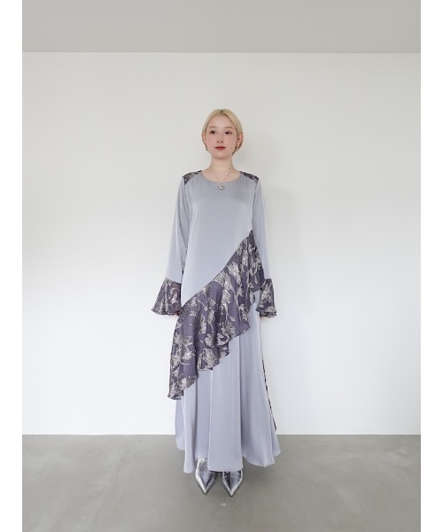 sahara ワンピース sahara（サハラ） ワンピース Sheer Jacquard Flare Docking Dress