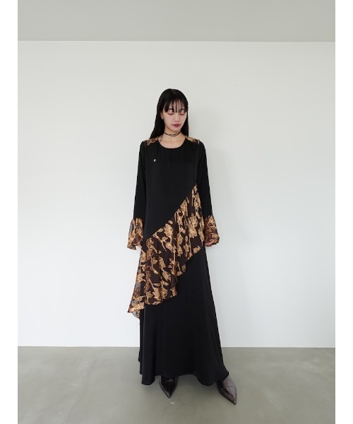 sahara（サハラ） ワンピース Sheer Jacquard Flare Docking Dress