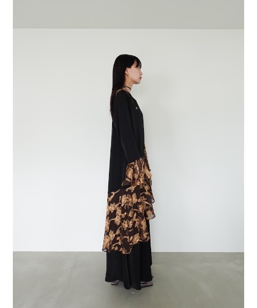 sahara（サハラ） ワンピース Sheer Jacquard Flare Docking Dress