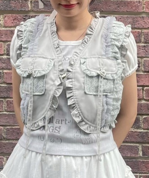 ベスト ジレ LACE FRILL POCKET ベスト レディース | Candy Stripper | 03