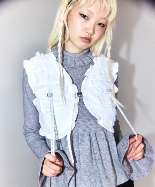 ベスト ジレ LACE FRILL POCKET ベスト レディース