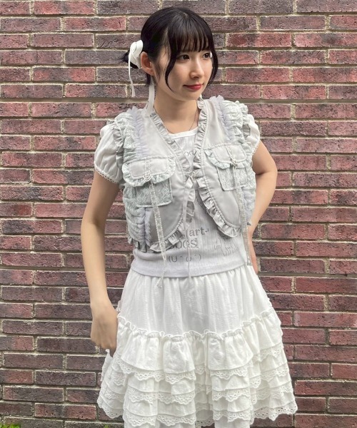 ベスト ジレ LACE FRILL POCKET ベスト レディース | Candy Stripper | 04