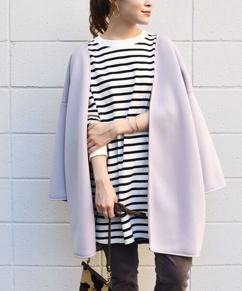 SHIPS（シップス） ノーカラーコート SMALL ラベンダー レディース