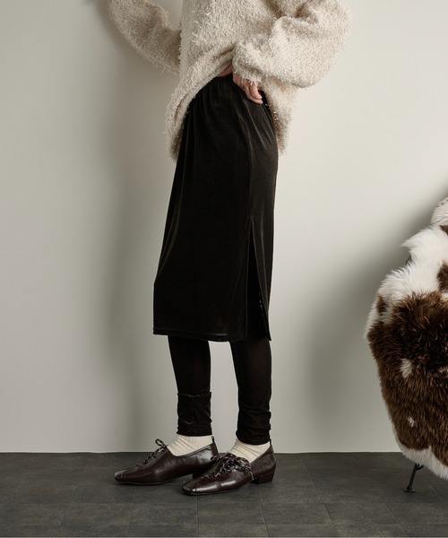 THE Yon パンツ スカートレイヤードベロアレギンス レディース