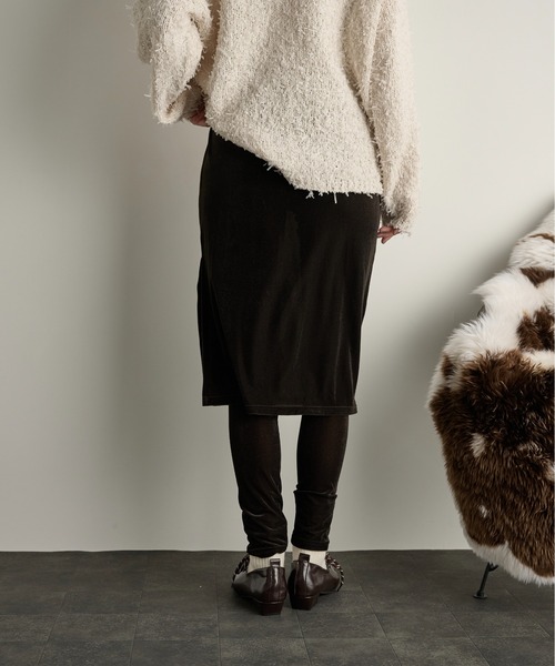 THE Yon パンツ スカートレイヤードベロアレギンス レディース