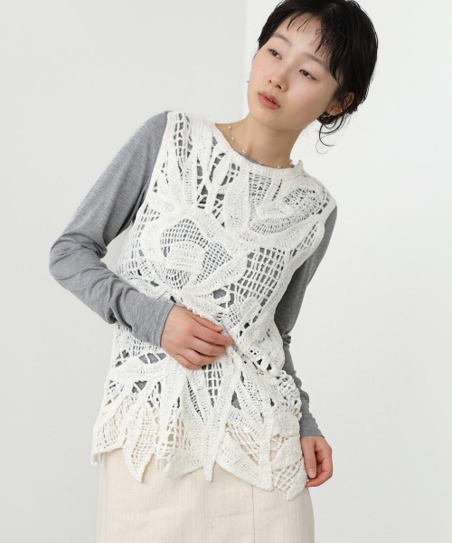 新品 アルベロベロのベストチュニック BAB（バブ） ベスト ジレ モールヤーンクロシェチュニックベスト