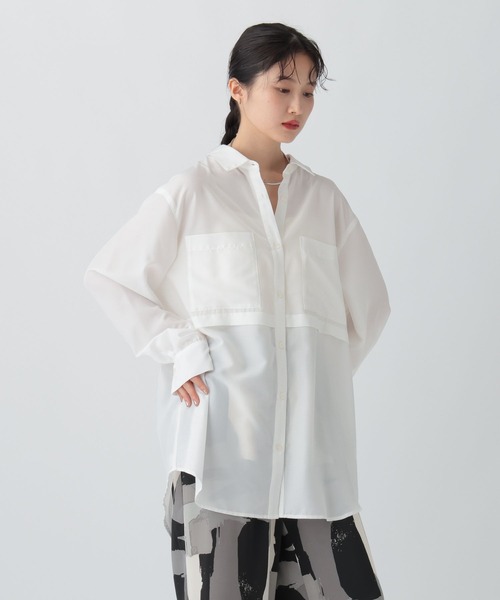 LEPSIM（レプシィム） ブラウス シャツ 切り替えバックオープンシャツ