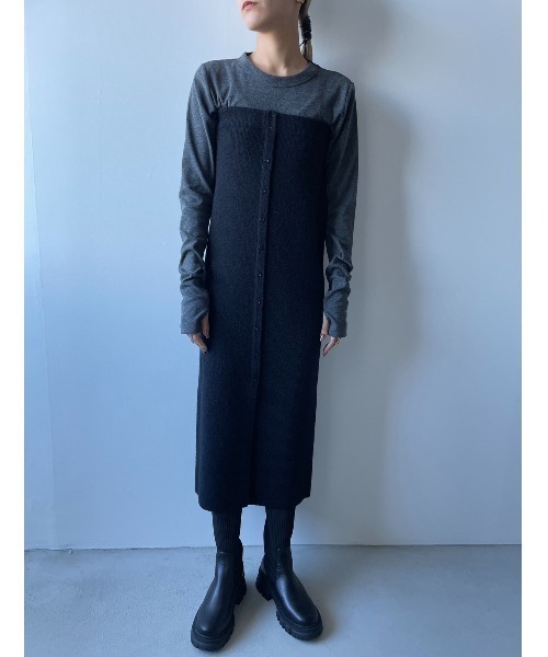 M.&KYOKO ダークグレー 長袖 アルパカ ニットワンピース 日本製 M.&KYOKO ダークグレー 長袖 アルパカ ニットワンピース 日本製 - メルカリ