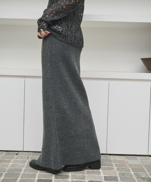 AIC. スカート 2WAYアルパカタッチニットロングスカート/ワンピース