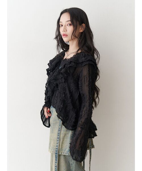 jouetie（ジュエティ） ブラウス シャツ ラッフルフリルレースブラウス