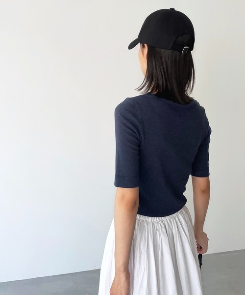 「CANAL JEAN」 「harmonie」半袖カットソー ONE SIZE ネイビー レディース_画像4