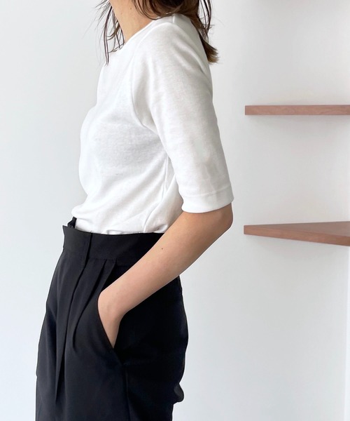 「CANAL JEAN」 「harmonie」半袖カットソー ONE SIZE ネイビー レディース_画像5