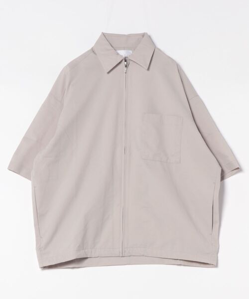 「AH ABAHOUSE」 半袖シャツ 48 グレイッシュベージュ メンズ_画像2