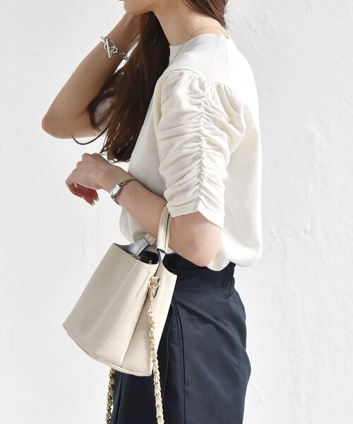 「quaranciel」 半袖ニット ONE SIZE オフホワイト レディース_画像5