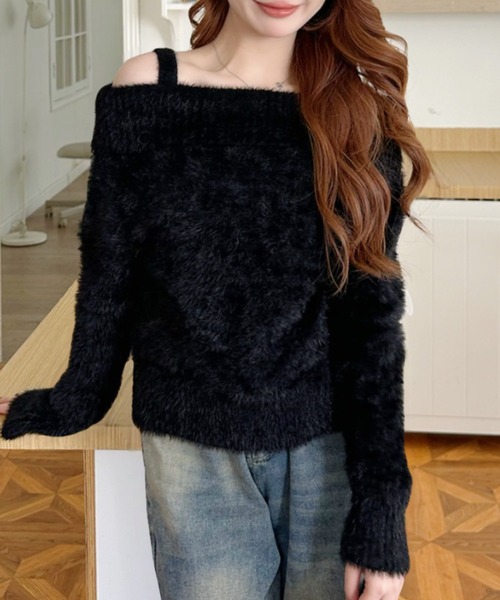 Ada. ニット セーター フェザー オフショル ニット レディース