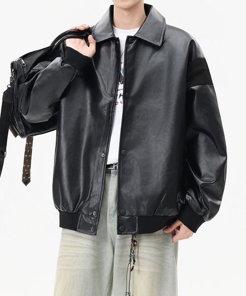 aimoha（アイモハ） 革ジャン ライダース フェイクレザー ジャケット