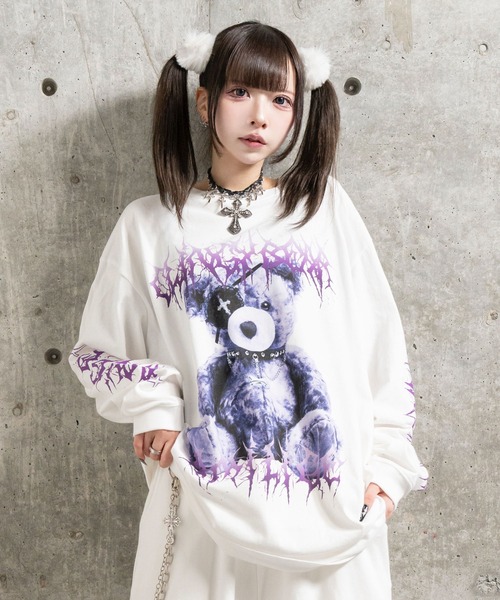 Amilige（アミリージュ） tシャツ Toxic TeddyプリントロングTシャツ