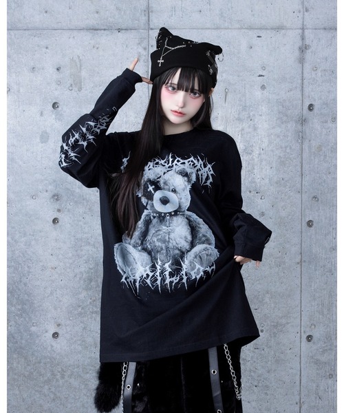 Amilige（アミリージュ） tシャツ Toxic TeddyプリントロングTシャツ