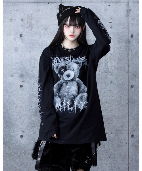 Amilige（アミリージュ） tシャツ Toxic TeddyプリントロングTシャツ