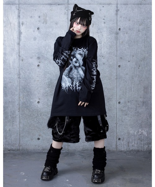 Amilige（アミリージュ） tシャツ Toxic TeddyプリントロングTシャツ