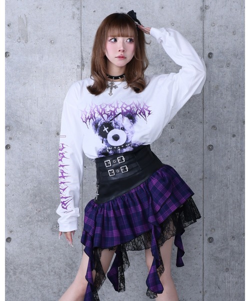 トゥデイフル レイヤードフリンジtシャツ ☆なみ☆ Amilige（アミリージュ） tシャツ Toxic TeddyプリントロングTシャツ