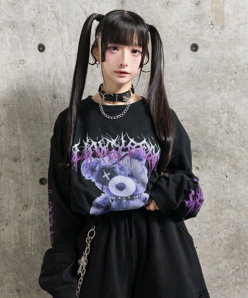 Amilige（アミリージュ） tシャツ Toxic TeddyプリントロングTシャツ