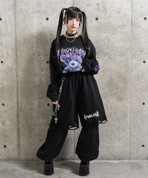 Amilige（アミリージュ） tシャツ Toxic TeddyプリントロングTシャツ