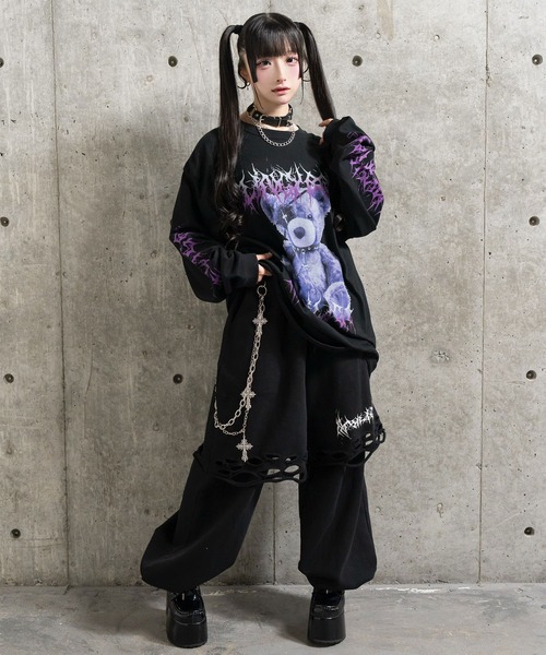 Amilige（アミリージュ） tシャツ Toxic TeddyプリントロングTシャツ