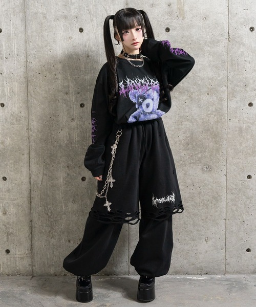Amilige（アミリージュ） tシャツ Toxic TeddyプリントロングTシャツ