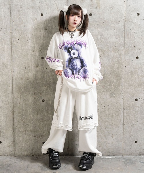 Amilige（アミリージュ） tシャツ Toxic TeddyプリントロングTシャツ