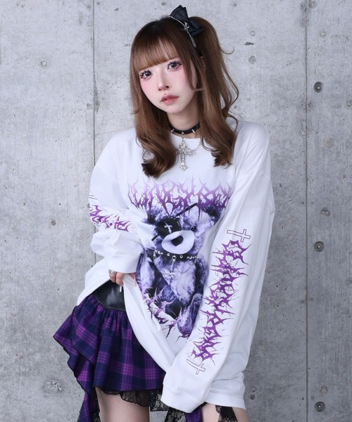 Amilige（アミリージュ） tシャツ Toxic TeddyプリントロングTシャツ