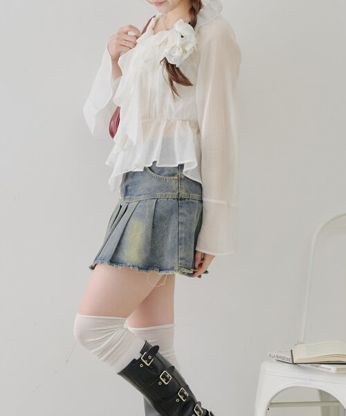 「continuer de NICE CLAUP」 長袖ブラウス FREE サックスブルー レディース_画像6