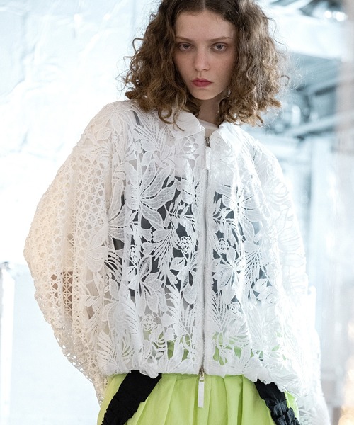 今季◇アウラアイラ　AULAAILA レースブルゾン　ホワイト AULA AILA（アウラ アイラ） ブルゾン アウター レースバルーン