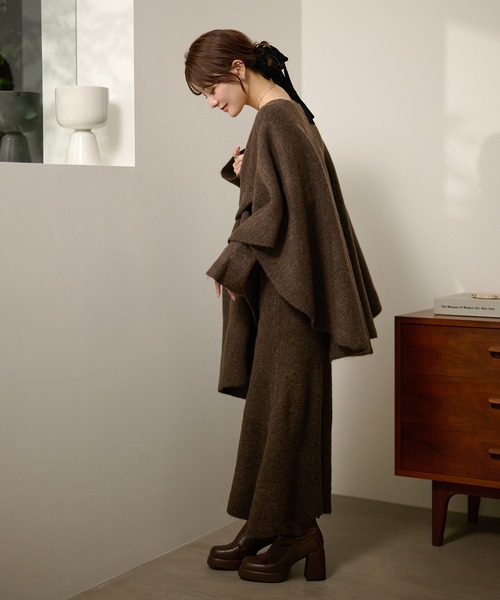 インテグリティトイズ オム ポンチョコーデセット セットアップ drape poncho knit set up /ドレープポンチョニット